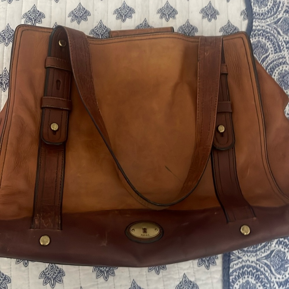 Fossil tote brown leather